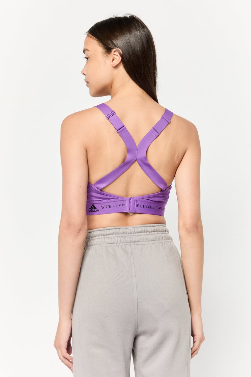 Adidas x Stella McCartney Women Graphic Printed Padded Sports Bra, Purple - Image 4